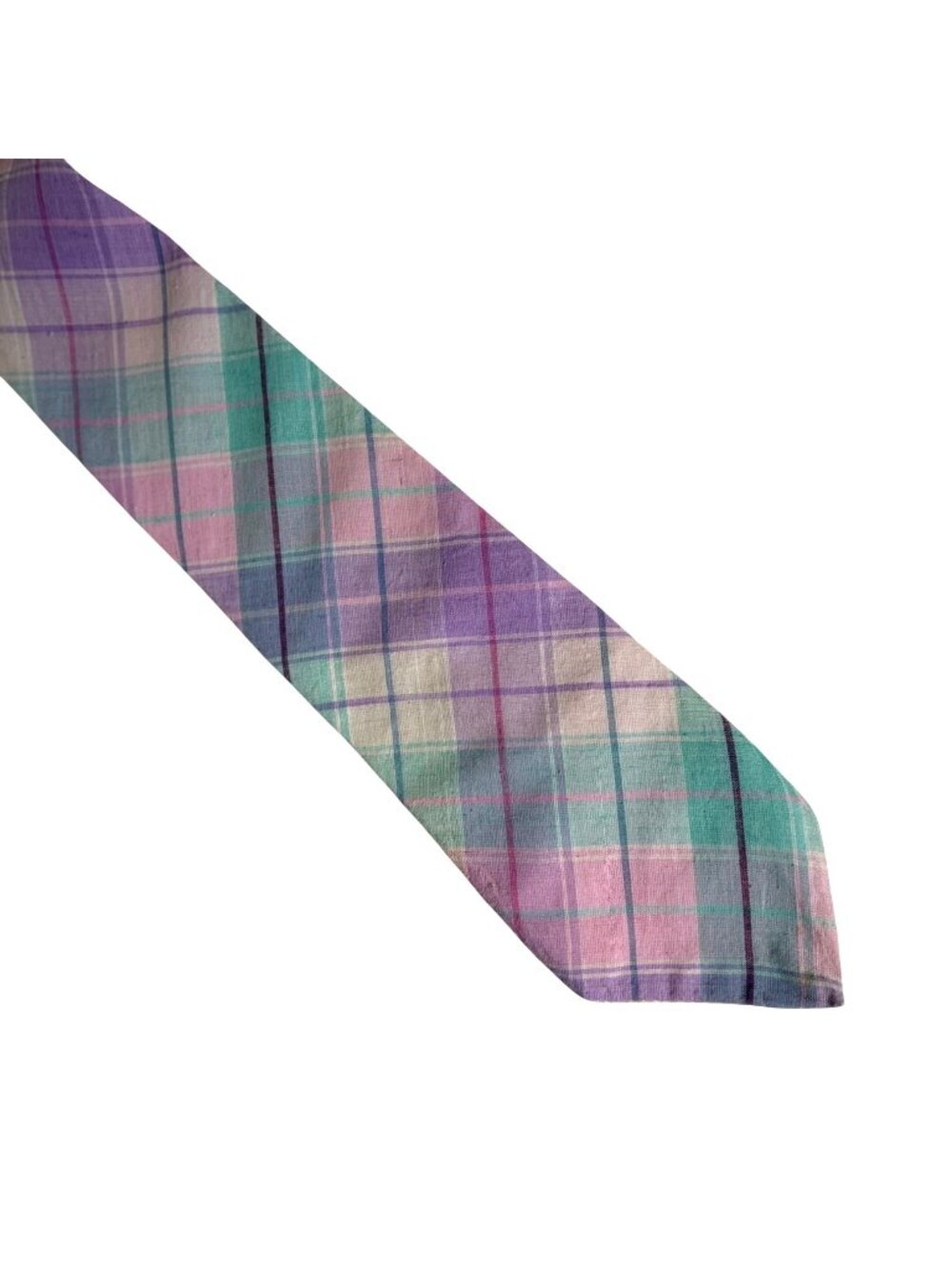 Vintage Rivetz Of Boston Pastel Plaid 65" Long Made In USA Preppy Old Money